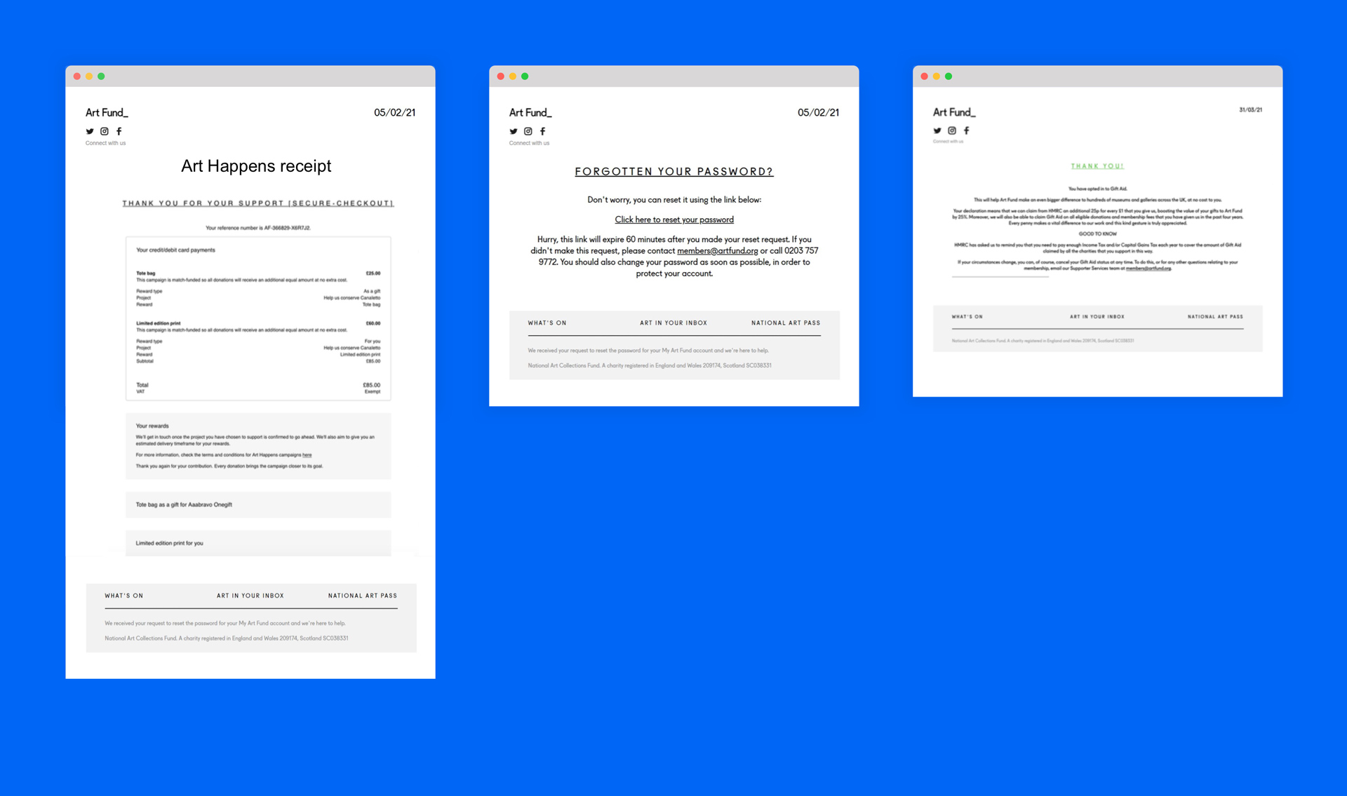 Art Fund Trigger Emails Before